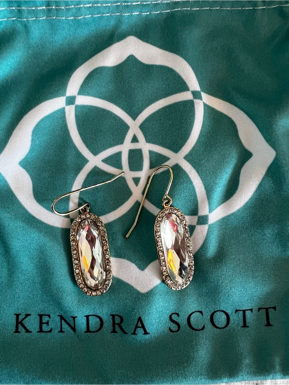 Kendra Scott Clear Crystal Halo Drop Earrings - Gold Tone